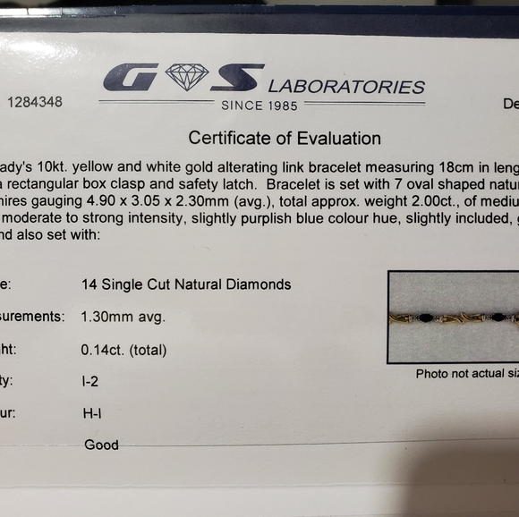 Gold blue sapphire and diamond bracelet - Picture 4 of 8